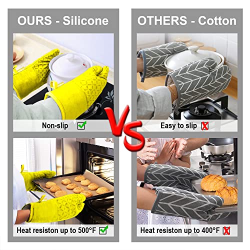 Oven Mitts and Pot Holders 6pcs Set (Yellow)