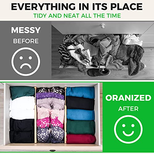 4 Pack Bamboo Drawer Dividers Organizer with Inserts 2.6'' High (4 Count)