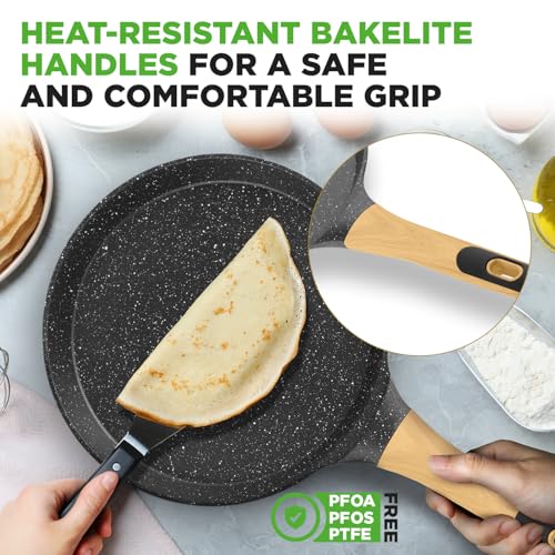 11” Non Stick Crepe Pan with Wooden Spreader (Black / 11")