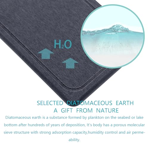 2Pcs Water Absorbent Diatomite Coasters Bathroom Sink Stone Trays (Dark Gray / 10.2" x 3.9")