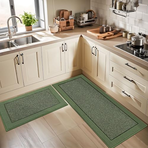 Kitchen Rugs Set of 2 (Green / 24"x36"+24"x60" (Rectangular))