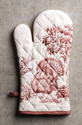 Maison d'Hermine Oven Gloves 100% Cotton Oven Mitt (098 - Holy Jouy - Brown / 7.5" x 13" (Oven Mitt))
