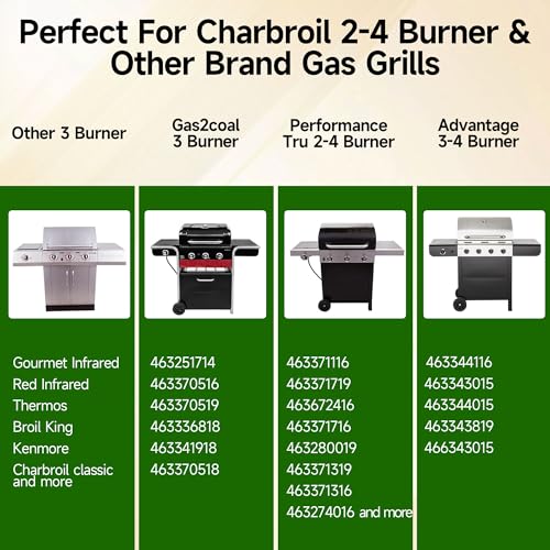 Grill Grates for Charbroil Advantage 4 Burner 463343015 463344015 463344116 463240015 Gas2coal 463340516 (16.93" D x 24.93" W)