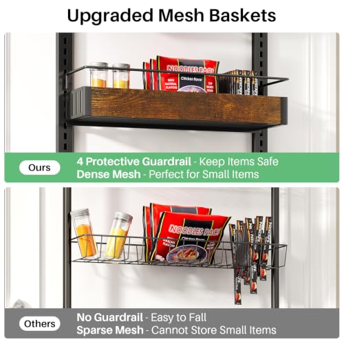 8 Tiers Wooden Over Door Organizer (Rustic Brown / 17" W x 6" D x 69" H)