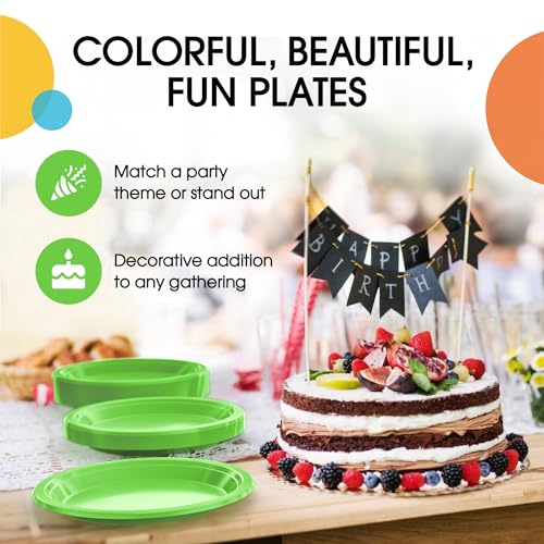 Sturdy Lime Green Plastic Plates 7" Cake Plates 100 Pcs (7 inch / Lime Green)
