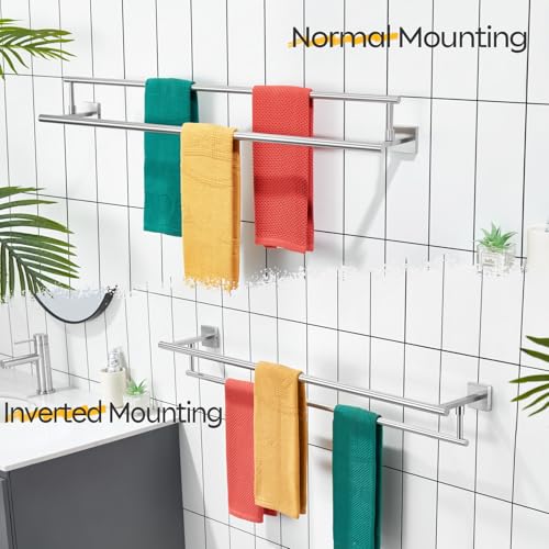 Bath Towel Holders Brushed Nickel Bathroom Rack 36 Inch Double Towel Bars Overlength Kitchen Rails Stainless Steel B5009BR (Brushed Nickel / 36-Inch)