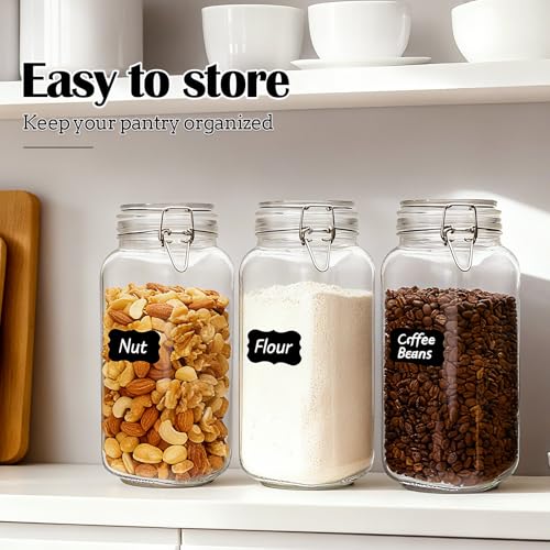 78oz Glass Storage Jars with Airtight Lids Set of 3 (78oz*3-square)