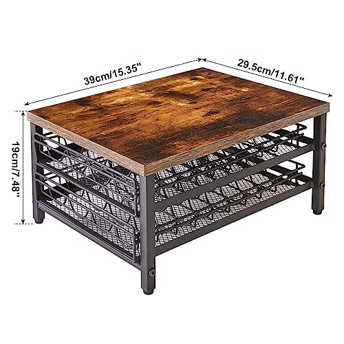 2 Tie Coffee Pod Drawer for Nespresso Vertuo Pods (80 Pods Nespresso / Rustic Brown)