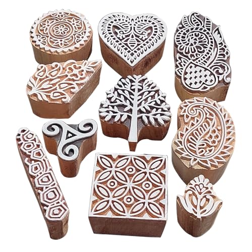 Assorted Wooden Block Printing Stamps (10 Pcs / Bulk01_10b)