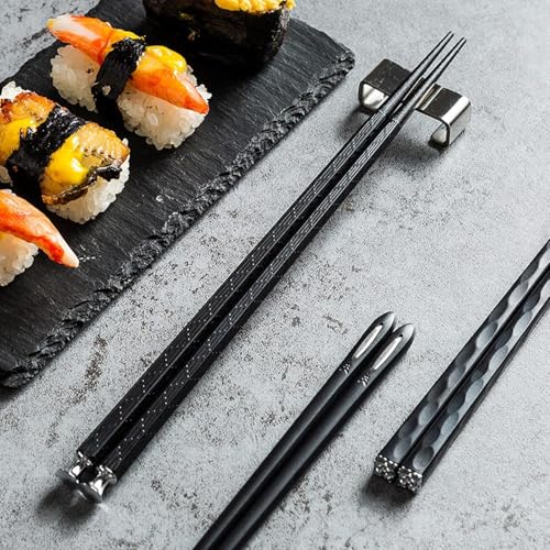 5 Pairs Food Grade PET+Glass Fiber Alloy Polymer Laser Engraving Japanese Metal Chopsticks