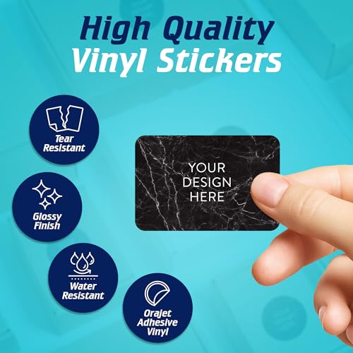 Custom Vinyl Stickers Your Image (Black Marble / 5x3)