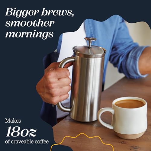 P7 French Press (18 oz / Brushed Stainless Steel)