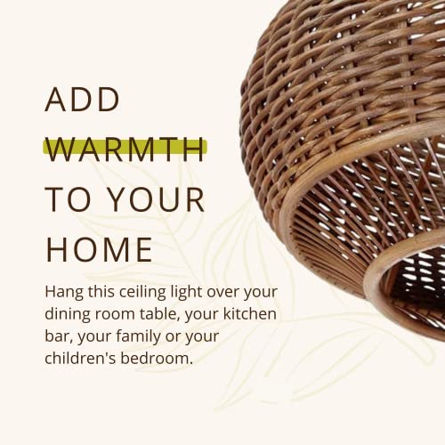 Wicker Pear Pendant Lamp Wicker & Bamboo Ball Pendant Light (Brown)