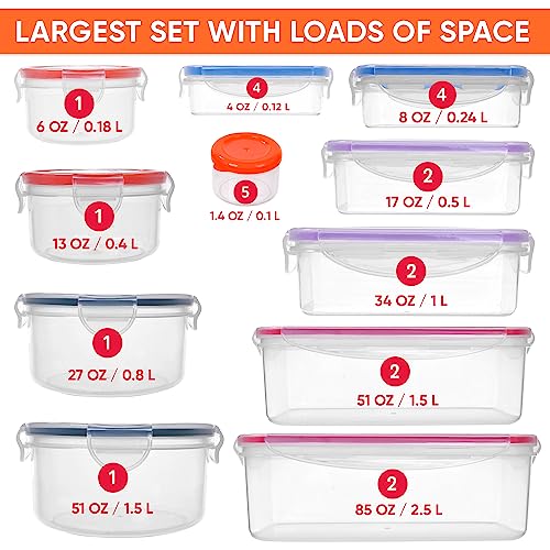 50 Pcs Large Food Storage Containers with Lids Airtight (50 Pcs - Multi)