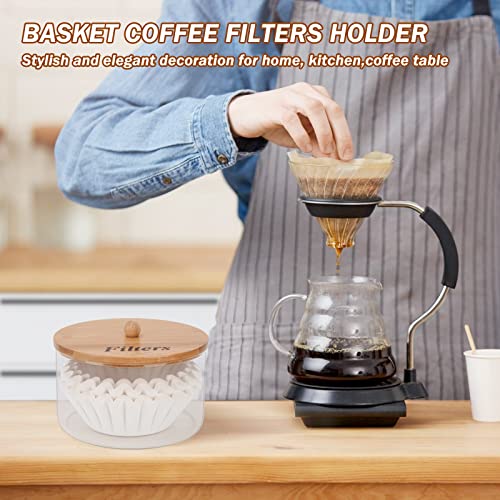 Coffee Filter Holder with Lid for Coffee Bar Accessories Decor (16 Ounce)