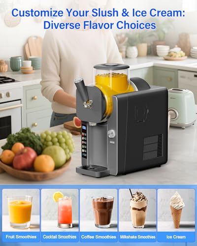 Slush Machine & Ice Cream Maker Machine 2 (75OZ 2-IN-1 - Grey)