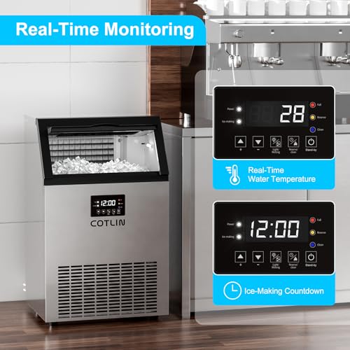 200Lbs 24H Commercial Ice Maker Machine 60 Ice (Silver / 16"D x 20"W x 32"H)