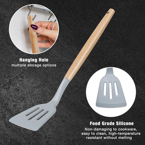 19PCS Gray Kitchen Cooking Utensils Set Kitchen Tools Set (Gray)