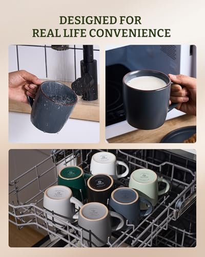 Mercury Coffee Mugs 13 oz (Mercury-Charcoal / 4 Count (Pack of 1))