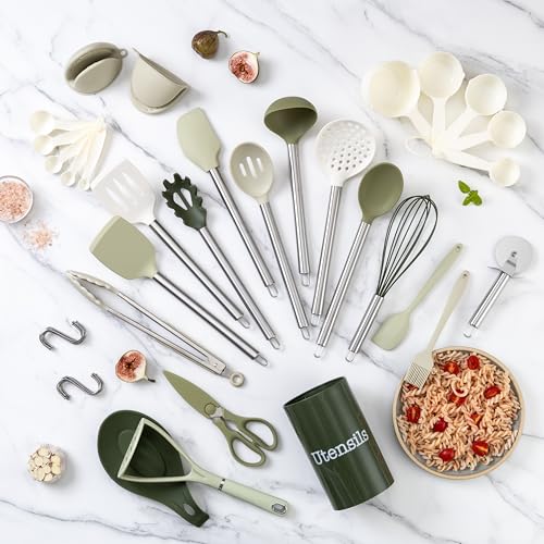 Silicone Cooking Utensils (Green / 38 Piece)