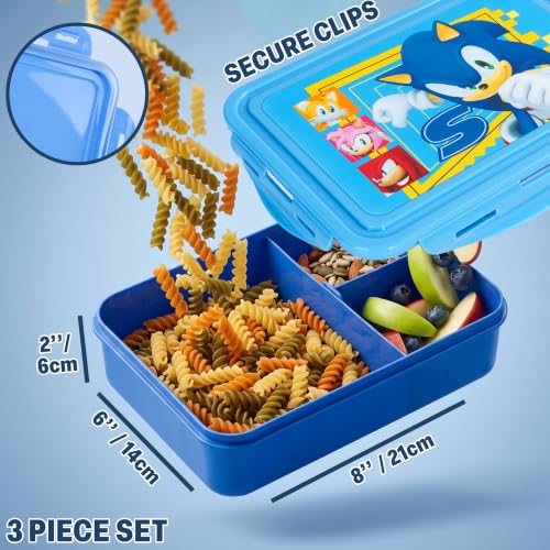 Sonic the Hedgehog Boys Lunch Box 3Pc Set (Blue/Multi Sonic)