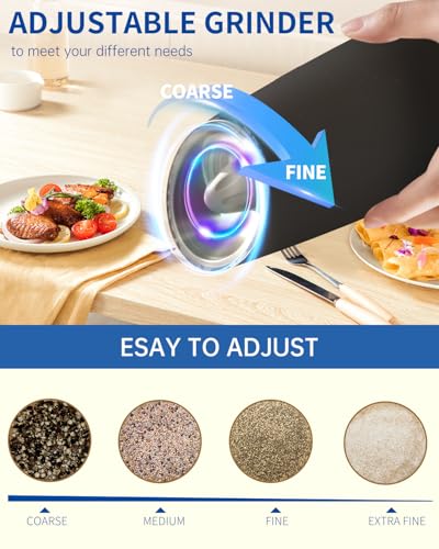 Gravity Electric Salt and Pepper Grinder Set Automatic Salt and Pepper Grinder Set with LED Light (Battery / Black Set)