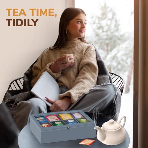 Tea Bag Organizer with Drawer (Grey)