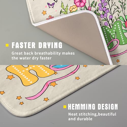 Lovely Home Dish Drying Mat for Kitchen Counter Sweet Family Decoration Absorbent Microfiber Coffee Mat 16 x 18 In (Cute Home 18 / 18" x 16")