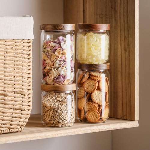 Glass Storage Jars with Wood Lids 25 Oz (25 OZ SET OF 3)