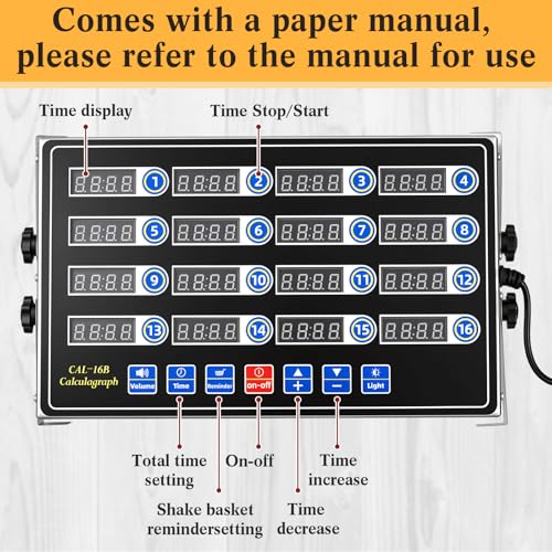1 Pack Commercial Digital Kitchen Timer for Cooking (16 Channel)