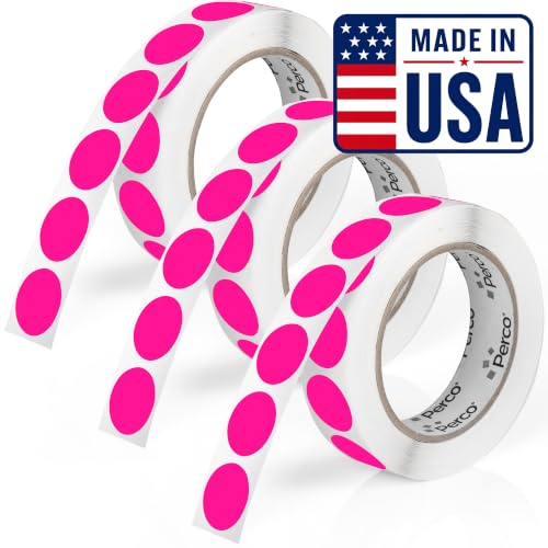 Neon Pink Perforated Round Circle Dot Sticker 1 (Neon Pink / 1 Inch)