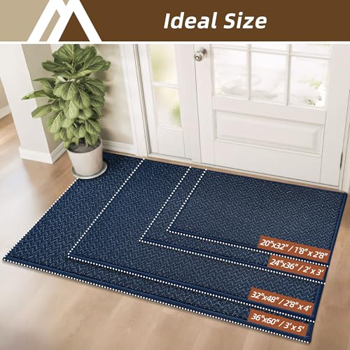 Dirt Trapper Door Mat 24"x36" Non Slip Washable Navy Blue