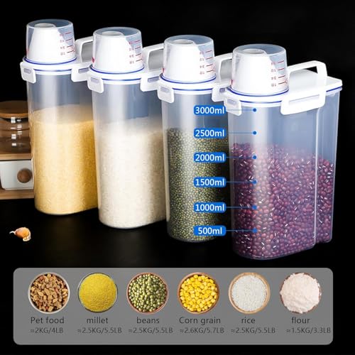 5.5 Lbs Rice Airtight Dry Food Storage Container Set of 4 (4 Pack)