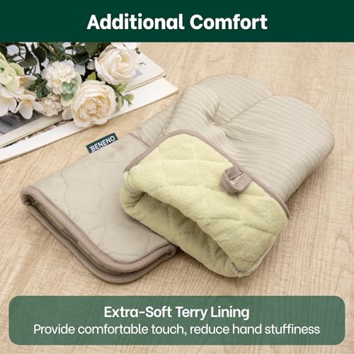 Heat Resistant 500°F Kitchen Oven Mitts 2 (Beige)