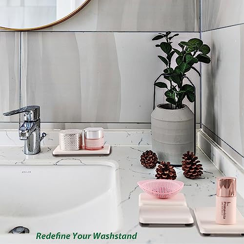 2Pcs Stone Soap Trays Water Absorbing Diatomite Coaster (White / 6.3" x 3.2")