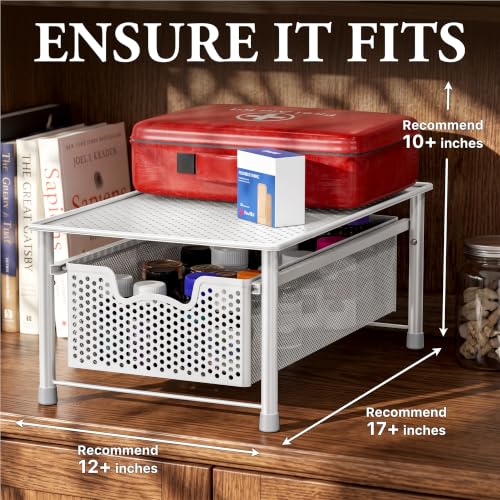 Stackable Cabinet Basket Drawer Organizer (1-Tier / White)