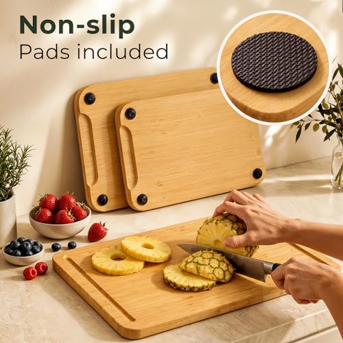 Bamboo Cutting Boards for Kitchen Set of 3 (Set of 3)