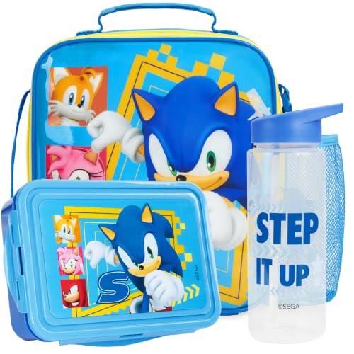 Sonic the Hedgehog Boys Lunch Box 3Pc Set (Blue/Multi Sonic)