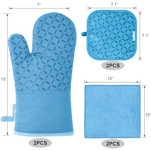 Oven Mitts and Pot Holders 6pcs Set (Sky Blue)