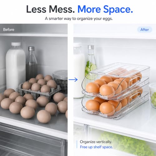 12 Egg Holder for Fridge with Silicone Bumpers