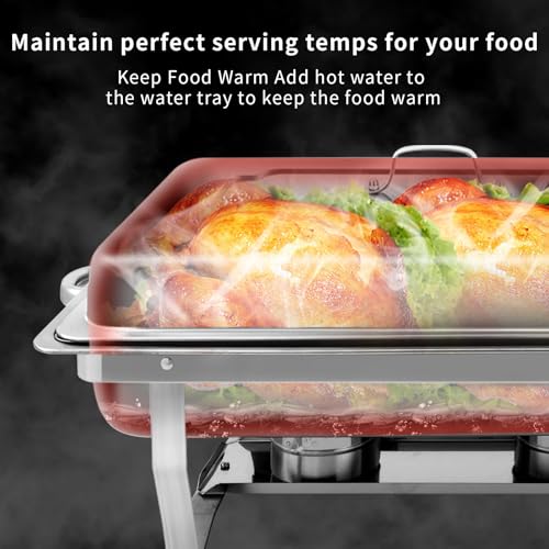 8 Qt 4 Pack Full Size Chafing Dishes Buffet Set (4 Pack - 1/1 Pan)