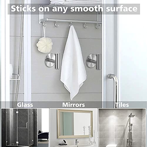 Adhesive Towel Hooks Heavy Duty Wall Hooks Stainless Steel Waterproof Shower Towel Hooks (2 Count)