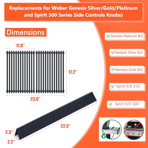 22.5" Flavorizer Bars & 17.5" Grill Grates for Weber Genesis Silver B (L1 7638+7537)