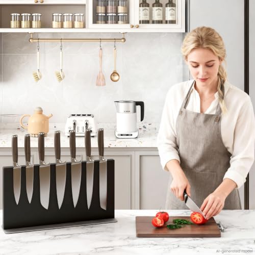 Black Steel Large Magnetic Knife Block (16x8.5 inch Black)