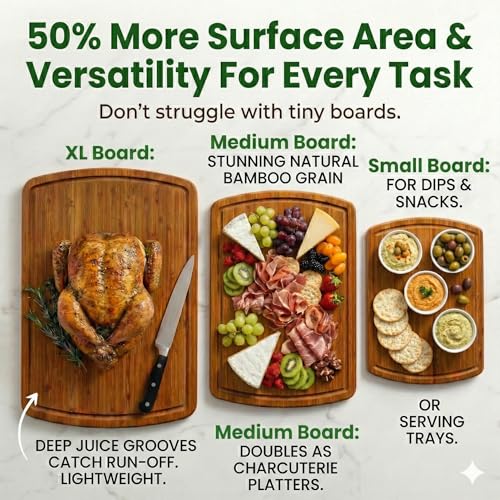LUXURIOUS Bamboo Cutting Board 3 (Carbonized Dark Brown)