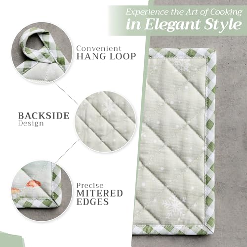 Pot Holders 100% Cotton Potholders (097 - Winter Mornings / 8" x 8" (Pot Holder Pack of 1))
