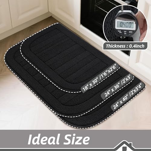 30x18 Inch Kitchen Rugs Non Slip Washable Kitchen Sink Rug (1'6" x 2'6" (Semicircular) / Black)