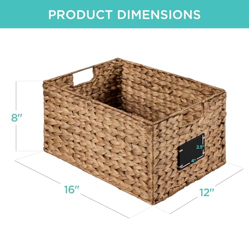 Pantry Baskets Set of 2 16x12in Water Hyacinth Storage Baskets (12x16x8in / Chestnut)