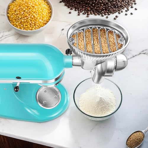 All Metal Grain Mill Attachment for KitchenAid Stand Mixers Wheat Grinder Flour Mill for Sourdough Baking (Slive)