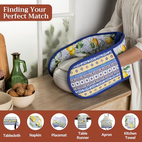 Double Oven Mitts 100% Cotton Double Oven Glove (030 - Citrus / 7" x 35" (Double Oven Mitt))